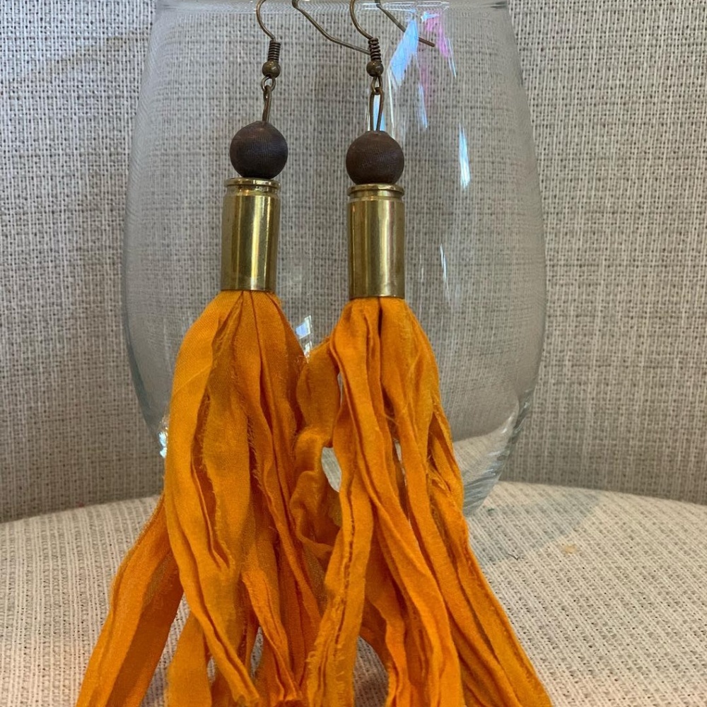9mm bullet tassel earrings